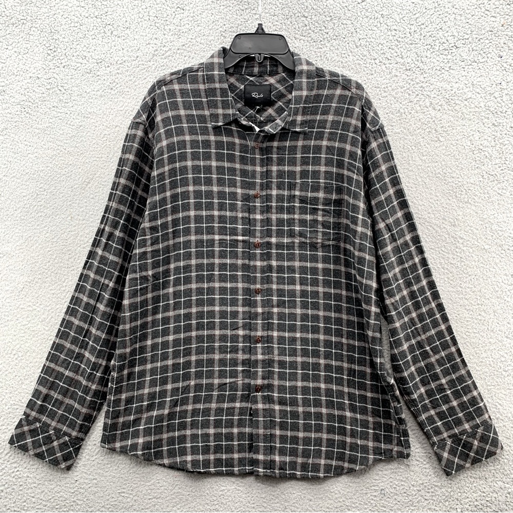 Rails Men’s Size 2XL Dark Gray Plaid Long Sleeve Flannel Button Up Shirt NWT